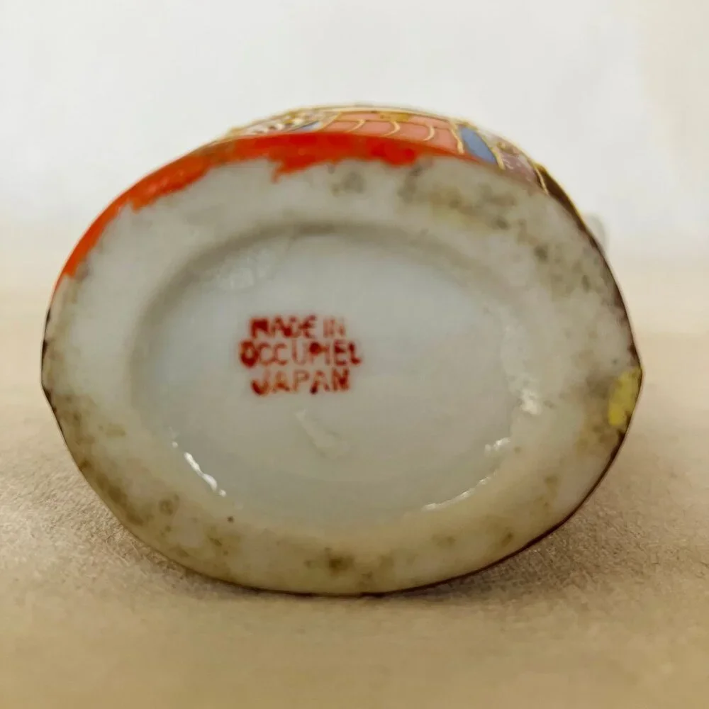 Vintage Occupied Japan Vase Painted Japanese Woman Miniature Pottery Porcelain